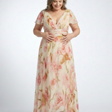 Elara - V Neck Short Sleeve Floral Maxi Dress