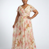 Elara - V Neck Short Sleeve Floral Maxi Dress