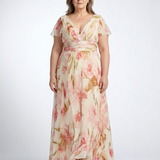 Elara - V Neck Short Sleeve Floral Maxi Dress