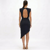 Maja - Asymmetrical Dress with Structured Shoulders