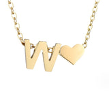 Timeless Initial Necklace with Heart Charm