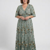 Evadne - Floral V Neck Short Sleeve Maxi Dress