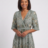 Evadne - Floral V Neck Short Sleeve Maxi Dress