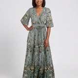 Evadne - Floral V Neck Short Sleeve Maxi Dress
