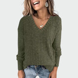 Deri - Comfy V-Neck Long Sleeve Top