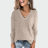 Deri - Comfy V-Neck Long Sleeve Top