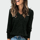 Deri - Comfy V-Neck Long Sleeve Top