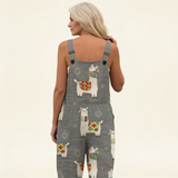 Annarosa | Dungarees with Grey Llama Print