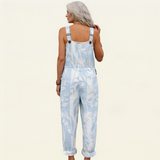 Wibke | Dungarees with Azure Blue Leaf Print