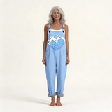 Wilhelmine | Dungarees with Heart Motif Print