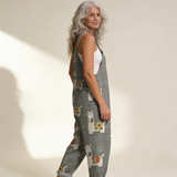 Annarosa | Dungarees with Grey Llama Print