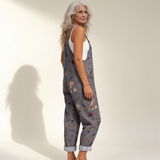 Roswitha | Dungarees with Grey Floral Print