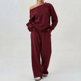 NELIA™ - Casual One-Shoulder Long Sleeve Two-Piece Set
