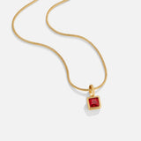 Square Pendant Birthstone Necklace