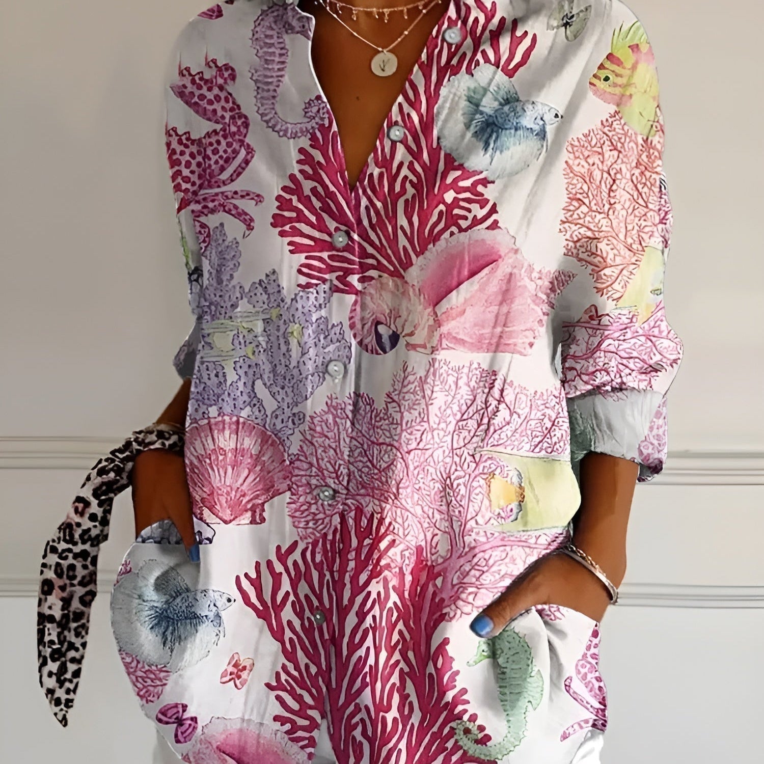 MELODIE™ – Elegant Floral Button Shirt